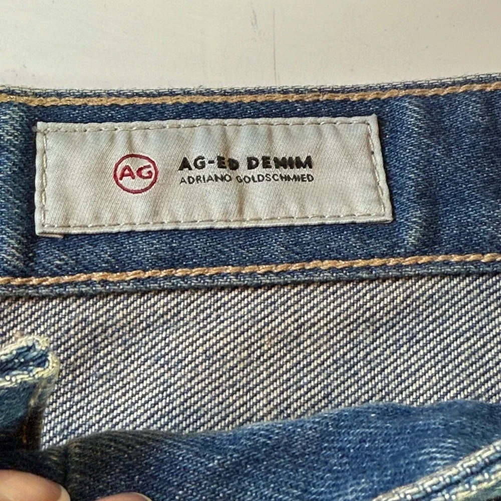 AG Adriano Goldschmied Alexxis Denim Shorts Distressed Raw Hem Size 32 New